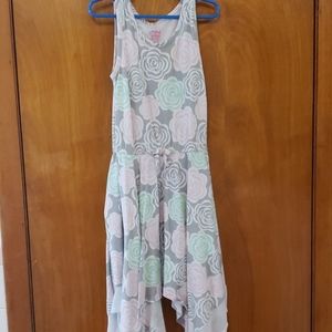 Girls casual dress with handkerchief hem